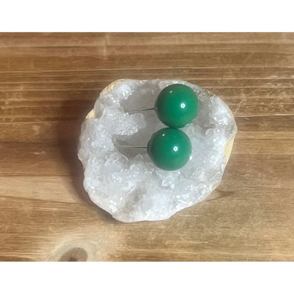 Classic Green Round Stud Resin Earrings -Party, Rave, Fun, Festival, Gift -New